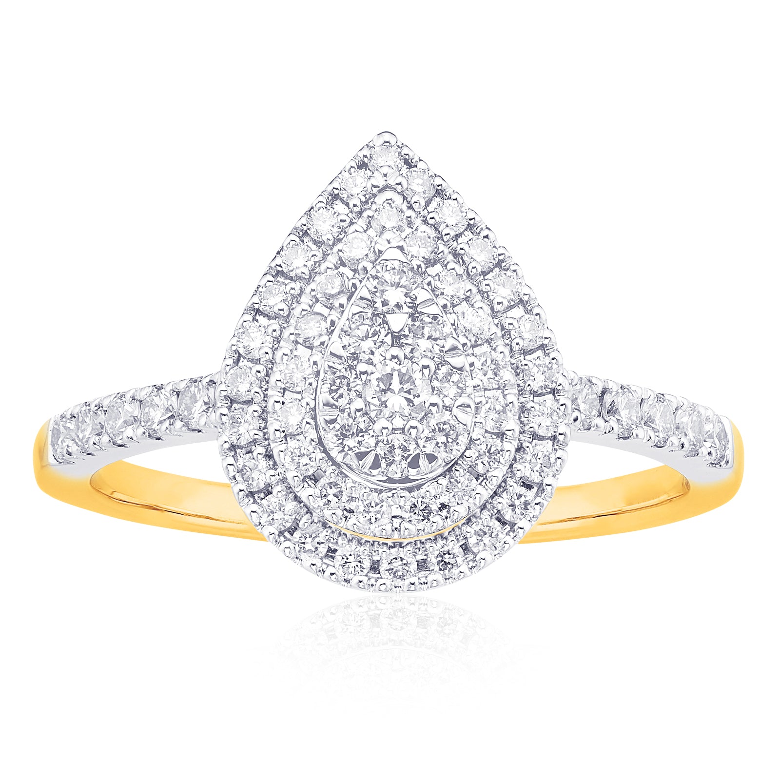 9ct Yellow Gold Round Brilliant Cut 1/2 CARAT tw of Diamonds Ring