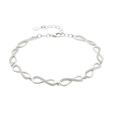 Sterling Silver Cubic Zirconia Infinity Bracelet