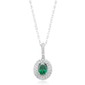 KISS Sterling Silver Oval Cut Green Cubic Zirconia Made with Swarovski Elements Pendant