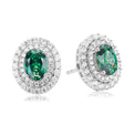 KISS Sterling Silver Oval Cut Green Cubic Zirconia Made with Swarovski Elements  Stud Earrings
