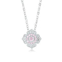 Sterling Silver 40-45cm Pink & White Cubic Zirconia Flower Necklace