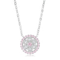 Sterling Silver Round Pink & White Cubic Zirconia Flower Pendant