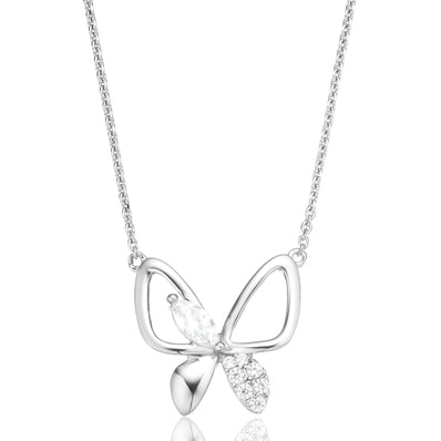 Sterling Silver Cubic Zirconia Butterfly Necklace