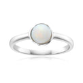 Sterling Silver Round Cut 6mm Opal Ring