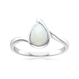 Sterling Silver Pear Cut 8x6mm Opal Ring