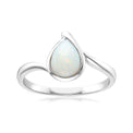 Sterling Silver Pear Cut 8x6mm Opal Ring