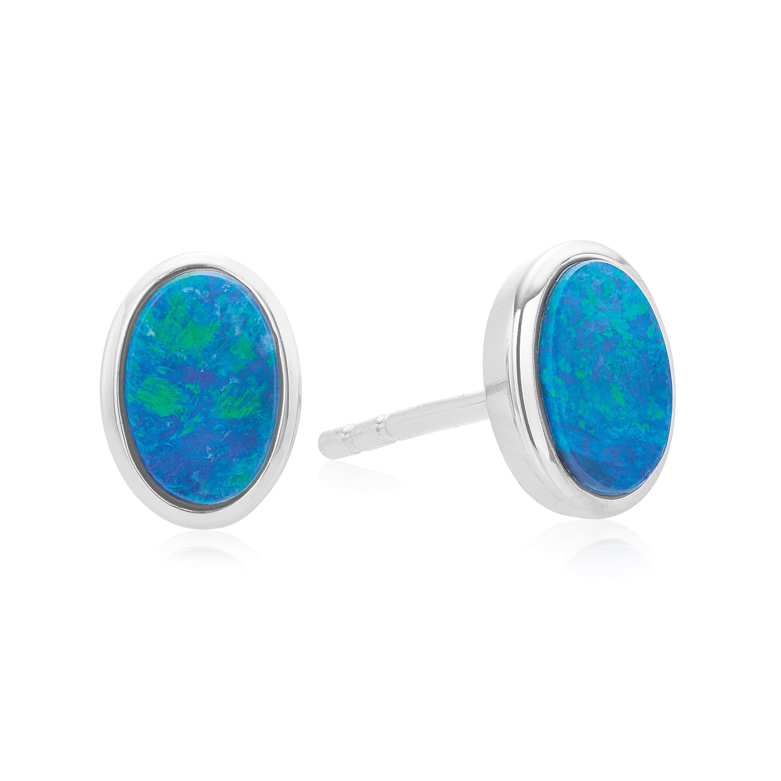 Sterling Silver Opal Stud Earrings  Opal Earrings UK  Opal Jewellery UK