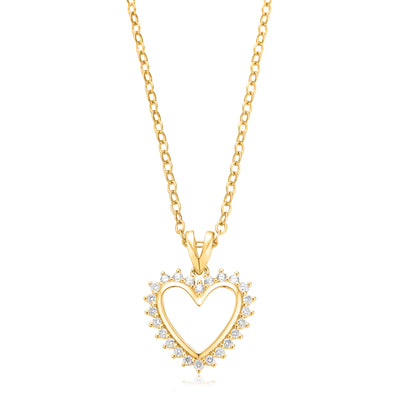 Celebration 9ct Yellow Gold Round Brilliant Cut 1/4 Carat tw of Lab Grown Diamonds Heart Pendant