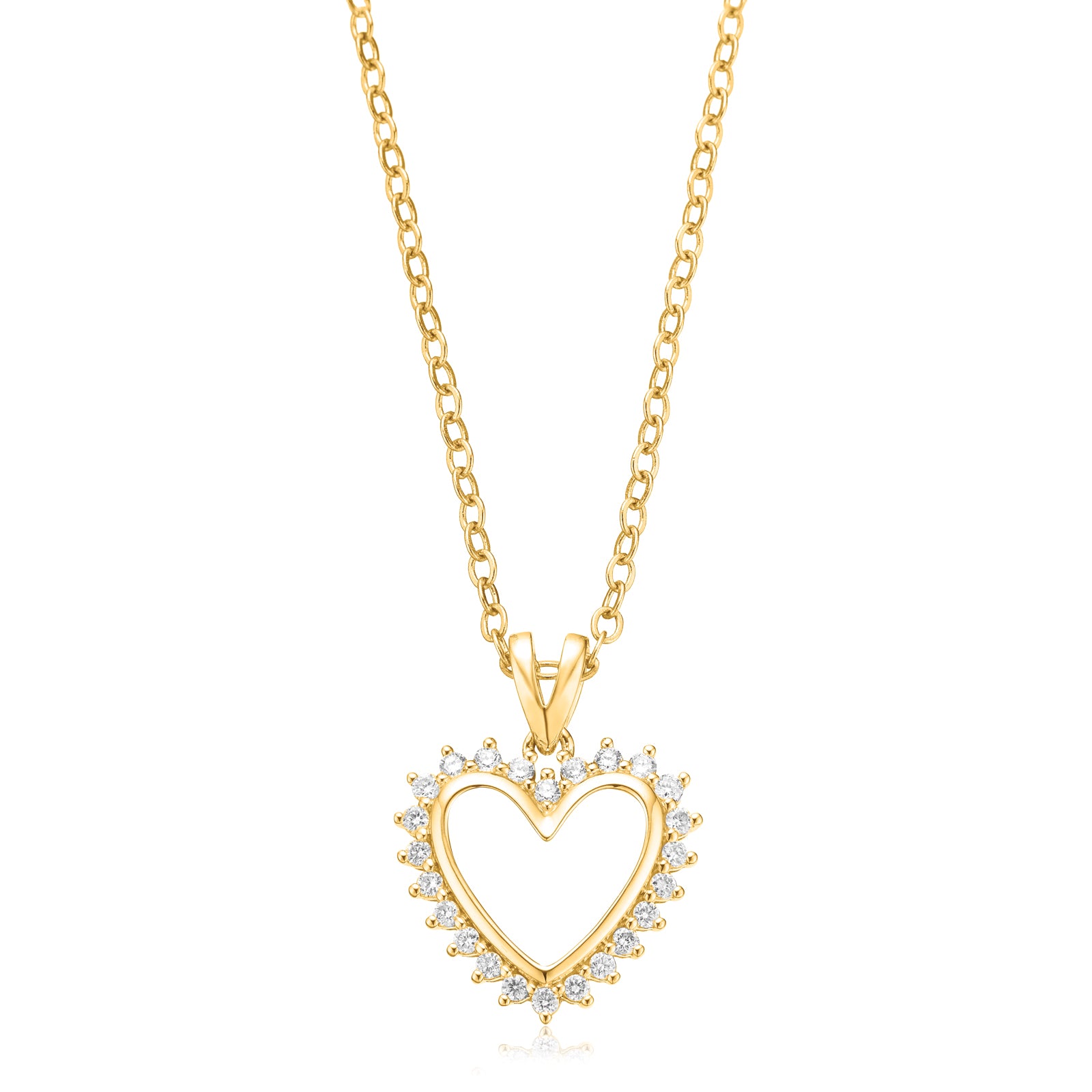 Celebration 9ct Yellow Gold Round Brilliant Cut 1/4 Carat tw of Lab Grown Diamonds Heart Pendant
