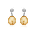 Sterling Silver 9-11mm Golden South Sea Pearl Earrings