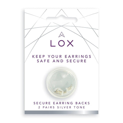 LOX Secure Earring Backs 2 Pair Pack Silver Tone