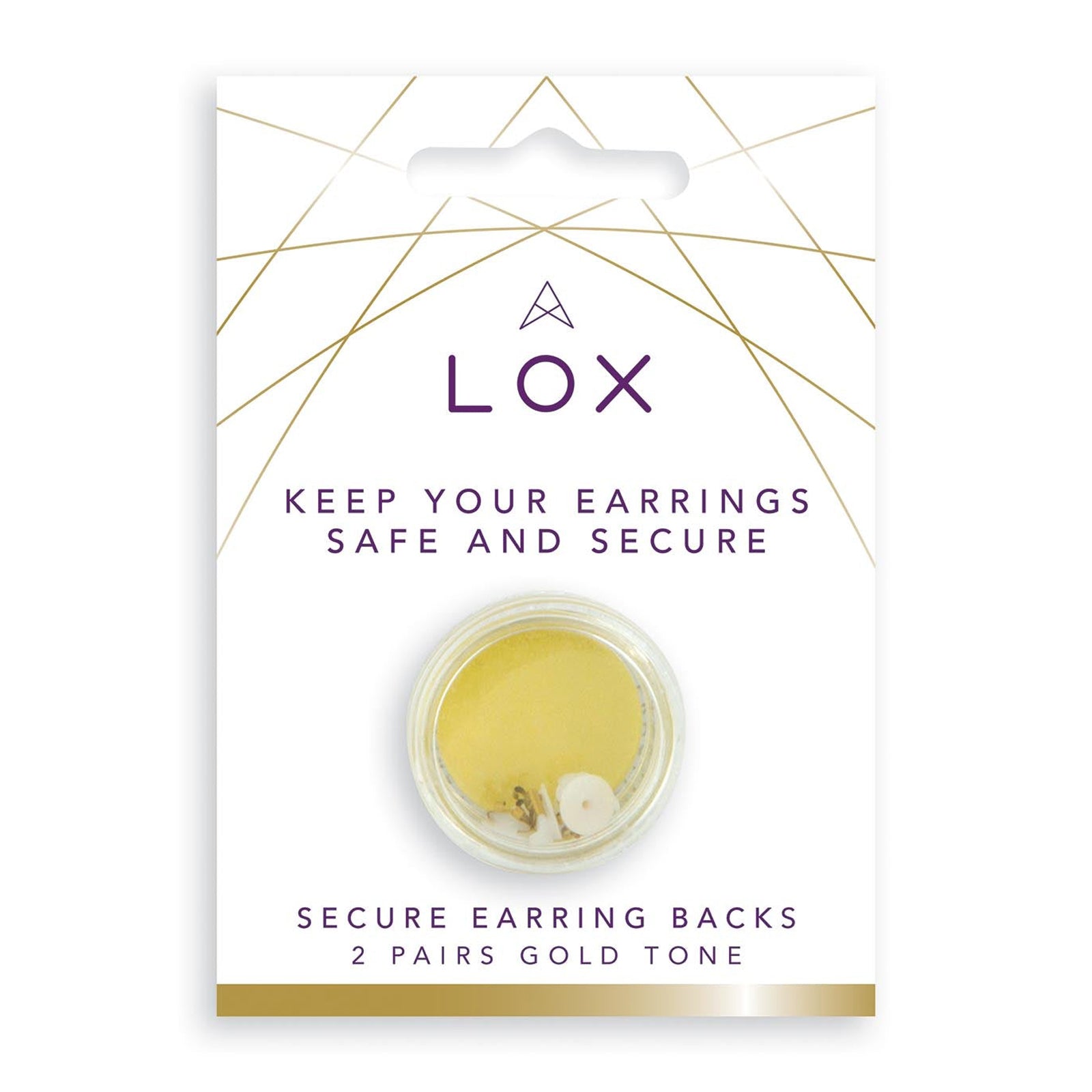 LOX Secure Earring Backs 2 Pair Pack Yellow Gold Tone