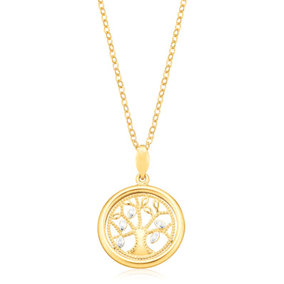 9ct Yellow Gold Round Cubic Zirconia Circle Pendant