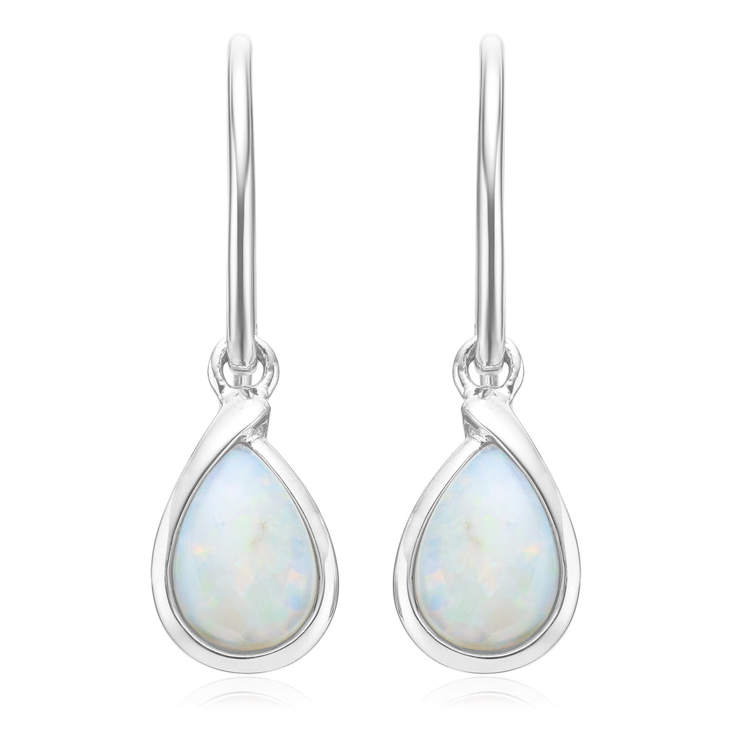 Sterling Silver Pear Cut 8x6mm Opal Earrings