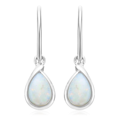 Sterling Silver Pear Cut 8x6mm Opal Earrings
