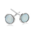 Sterling Silver Round Cut 6mm Opal  Stud Earrings