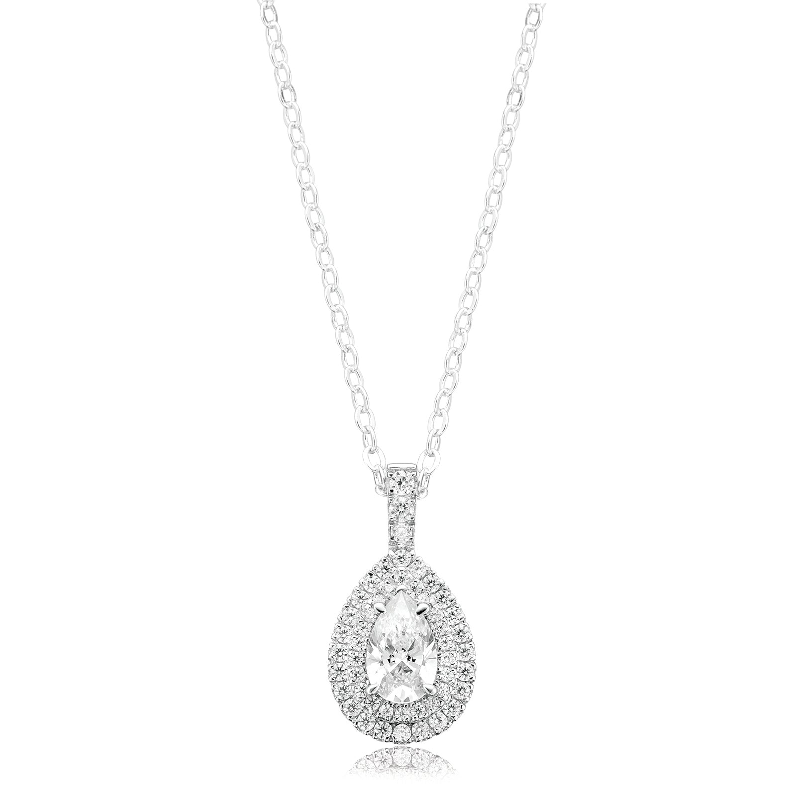 KISS Sterling Silver Pear & Round Cut Pendant – Zamels