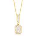 New York 14ct White Gold Round Brilliant & Princess Cut 3/4 CARAT tw of Diamonds Pendant