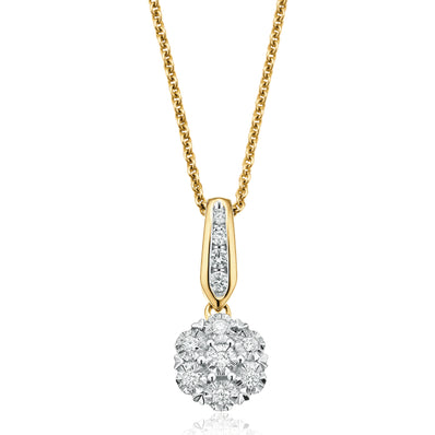 9ct Yellow Gold Round Brilliant Cut with 0.10 CARAT tw of  Diamond Pendant