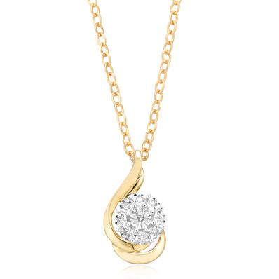 9ct Yellow Gold Round Brilliant Cut 0.05 CARAT tw of Diamonds Pendant