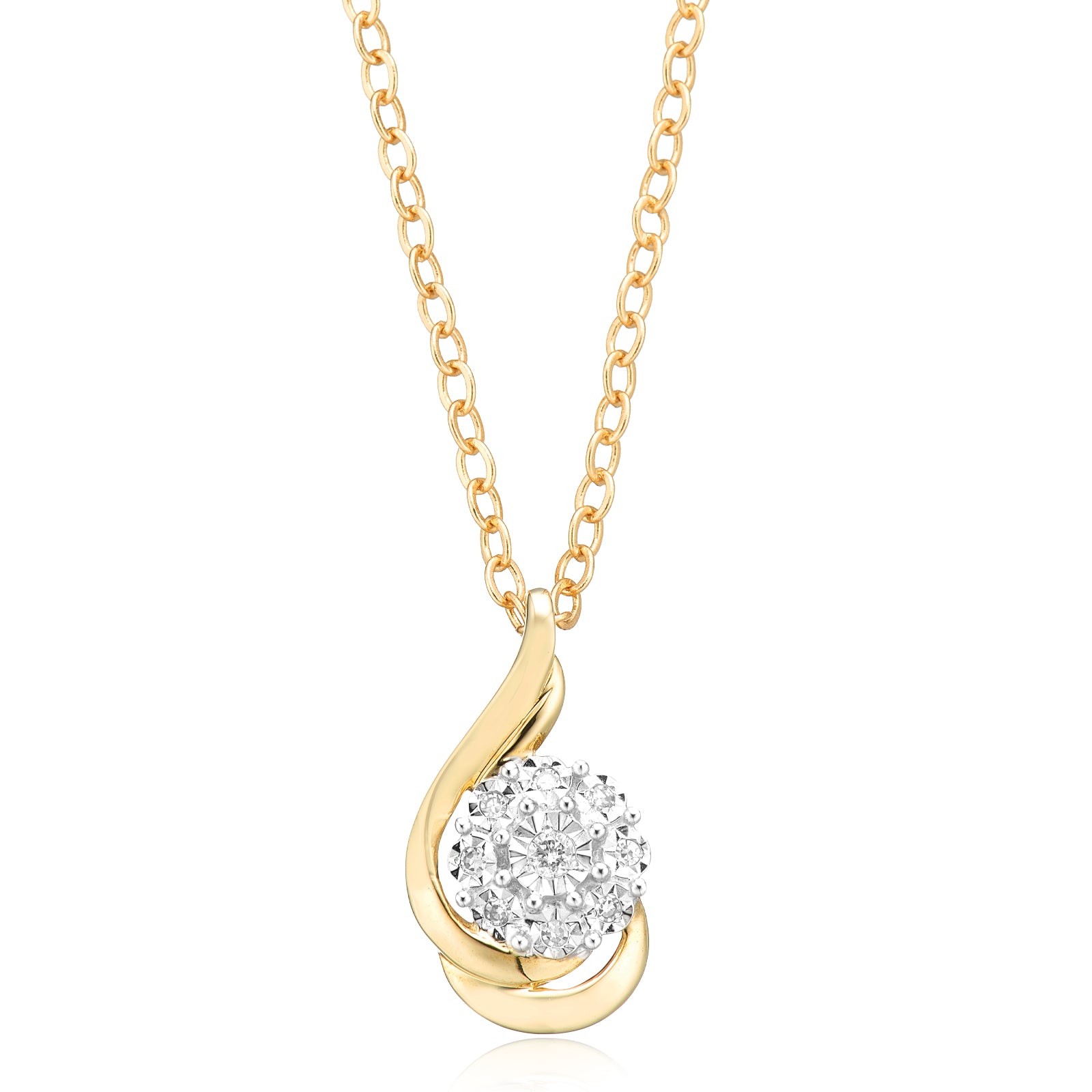 9ct Yellow Gold Round Brilliant Cut 0.05 CARAT tw of Diamonds Pendant
