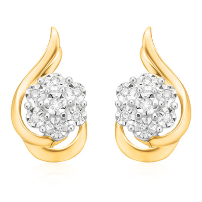 9ct Yellow Gold Round Brilliant Cut 0.05 CARAT tw of Diamonds Stud Earrings