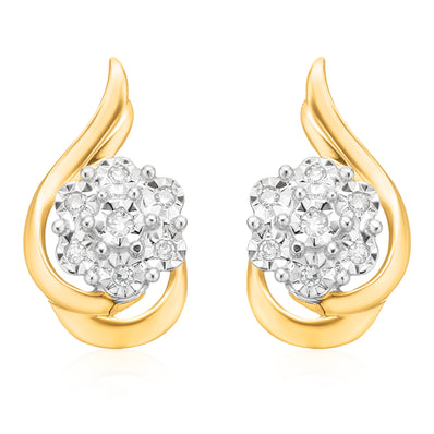 9ct Yellow Gold Round Brilliant Cut 0.05 CARAT tw of Diamonds Stud Earrings