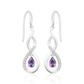 Sterling Silver Purple & White Cubic Zirconia Drop Earrings