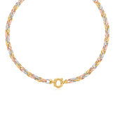 9ct Three Tone Gold 44cm Double Belcher Bolt Ring Necklaces