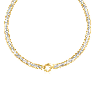 9ct Two Tone Gold 45cm Bolt Ring Hollow Fancy Necklaces
