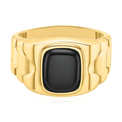 9ct Yellow Gold with Onyx Mens Ring