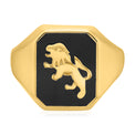 9ct Yellow Gold Onyx Lion Ring