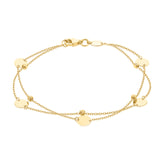 9ct Yellow Gold  19CM Circle Double Row Bracelet