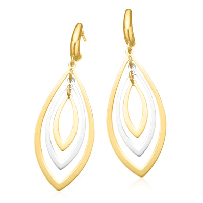 9ct Three Tone Gold  Triple Drop Earrings