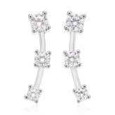 Sterling Silver with Round Cut White Cubic Zirconia Stud Earrings