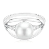 Sterling Silver with 8.5-9 mm Freshwater Pearl & Cubic Zirconia Rings