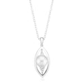 Sterling Silver with 8.5-9mm Freshwater Pearl & Cubic Zirconia Pendant