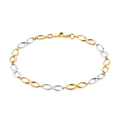 9ct Two Tone Gold  19CM Infinity Bracelet