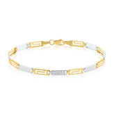 9ct Two Tone Gold 19CM Diamond Bracelet
