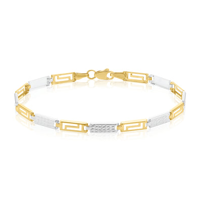 9ct Two Tone Gold 19CM Diamond Bracelet