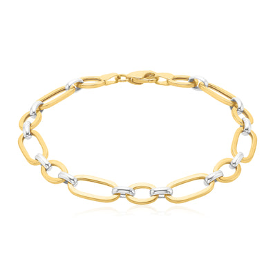 9ct Two Tone Gold 19cm Fancy Belcher Hollow Bracelets