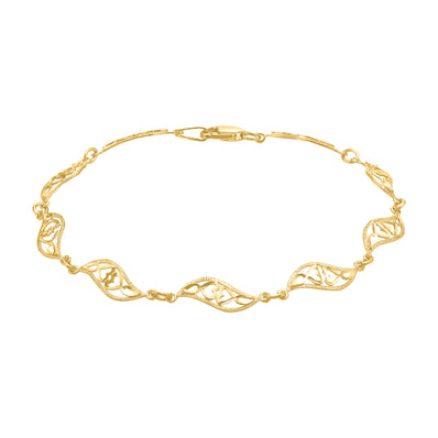 9ct Yellow Gold 19CM Linked Hearts Bracelet
