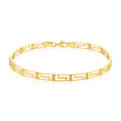 9ct Yellow Gold 19CM Greek Key Link Bracelet