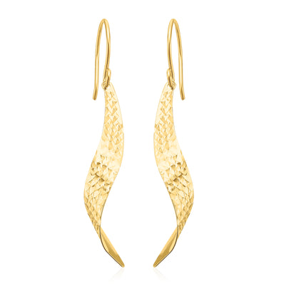 9ct Yellow Gold Diamond Cut Twist Drop Earrings