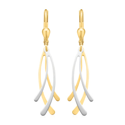 9ct Yellow and White Gold Fancy Drop Earrings