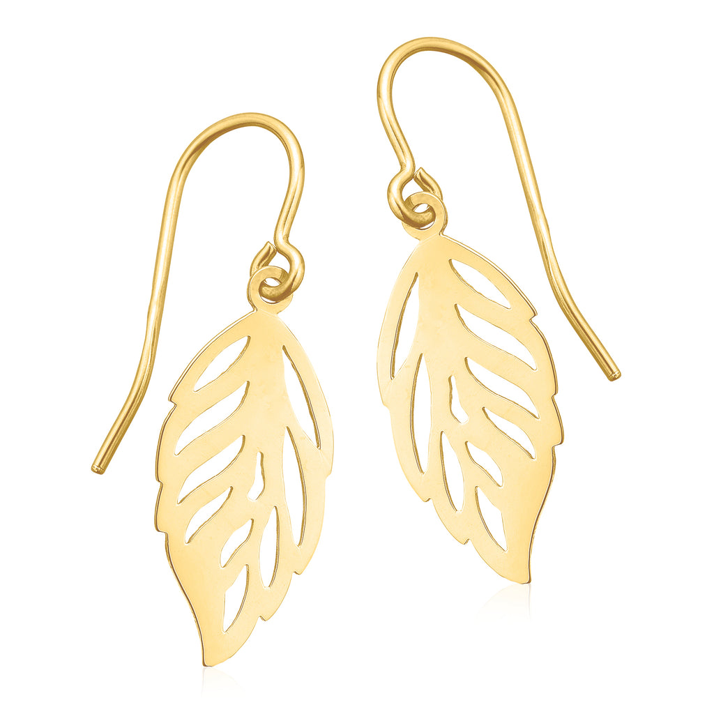 Gold Leaf Earrings Leaf Jewellery 9ct Yellow Gold Textured - Etsy