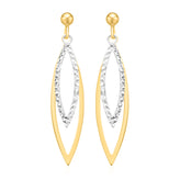 9ct Two Tone Gold Diamond Cut Double Drop Earrings