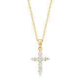9ct Yellow Gold Cubic Zirconia Cross Pendant