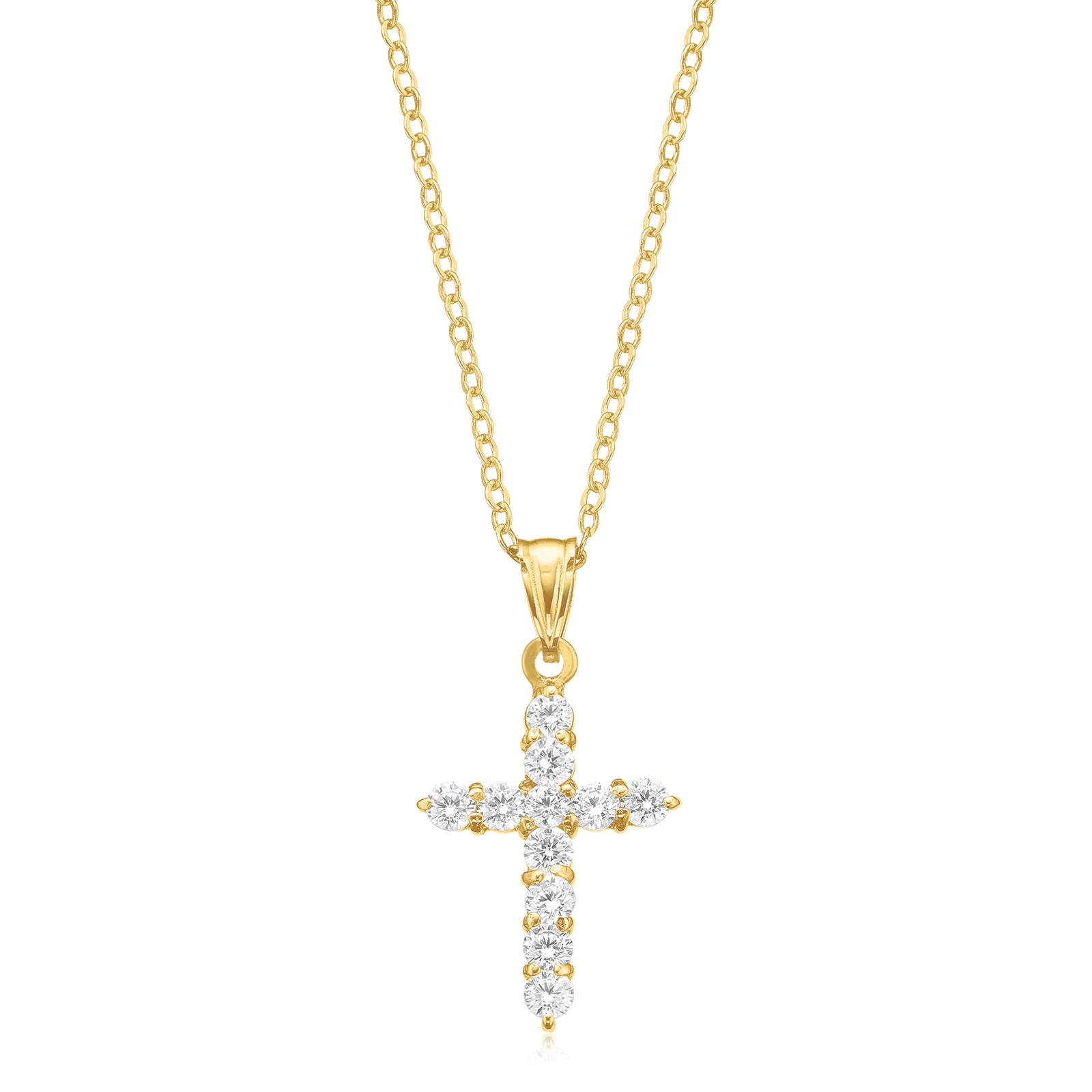 9ct Yellow Gold Cubic Zirconia Cross Pendant