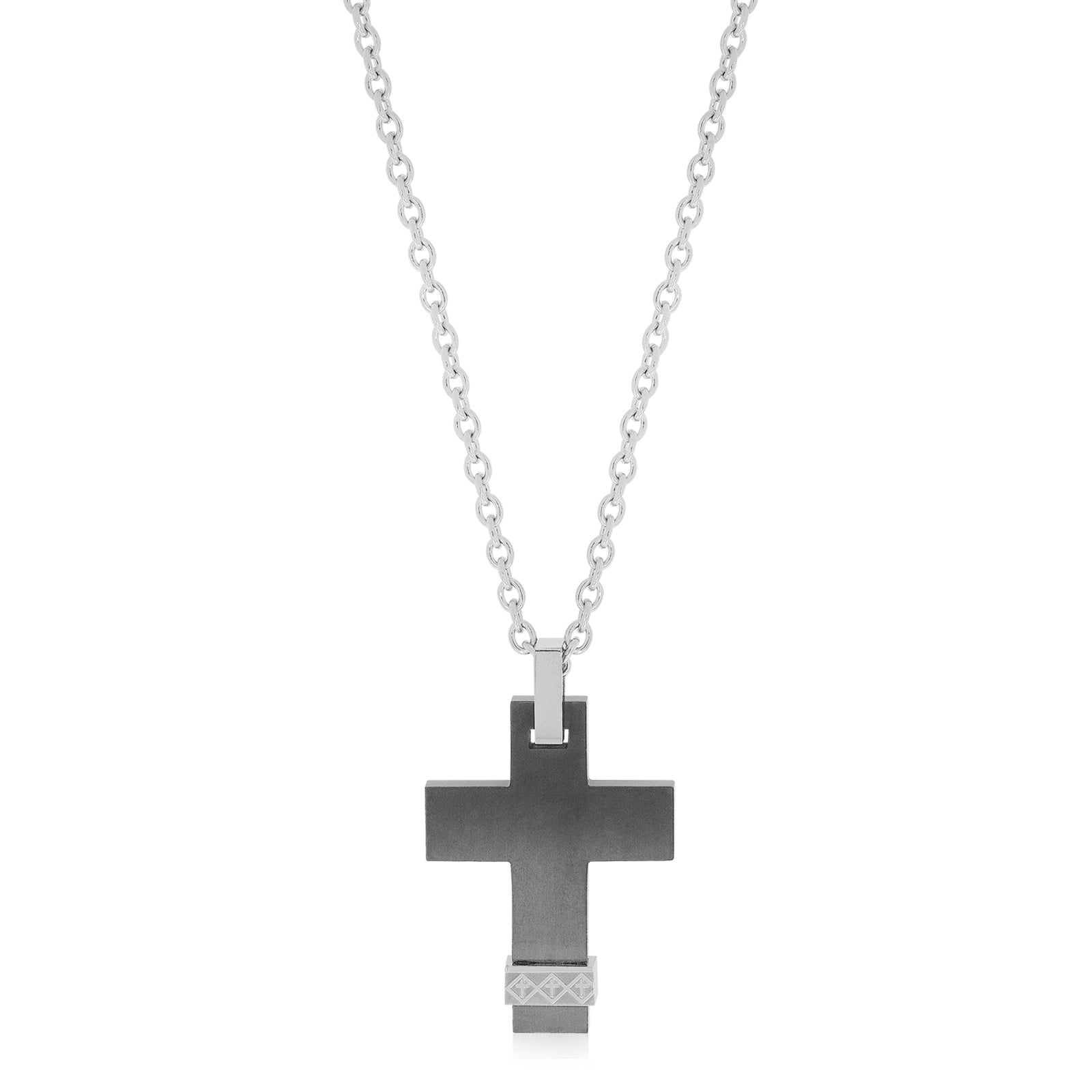 Tensity Stainless Steel  50CM Black Cross Pendant with Chain